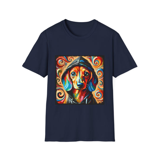 Dachshund Urban Swirl design dog lover unisex t-shirt in navy