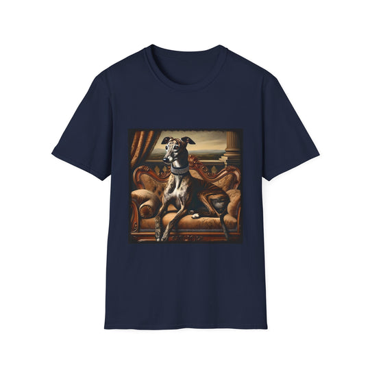 Whippet Brindle Diva design dog lover unisex t-shirt in navy