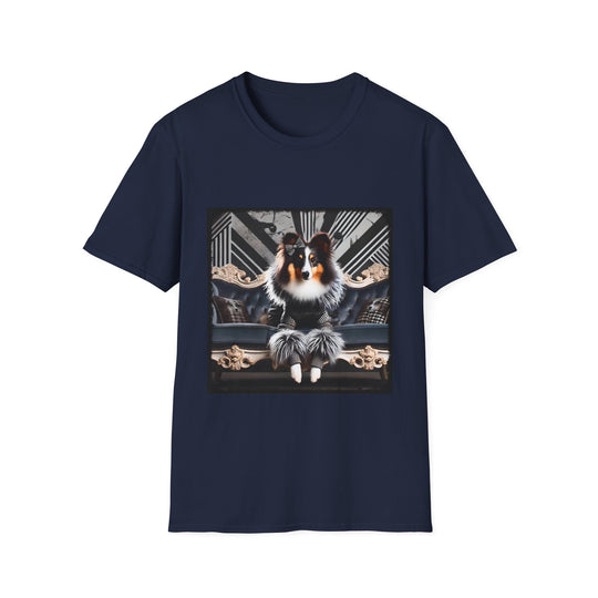 Shetland Sheepdog Fashion Icon design dog lover unisex t-shirt in navy