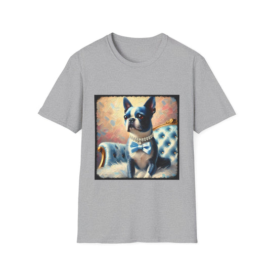 Boston Terrier Blue Classic design dog lover unisex t-shirt in sport grey