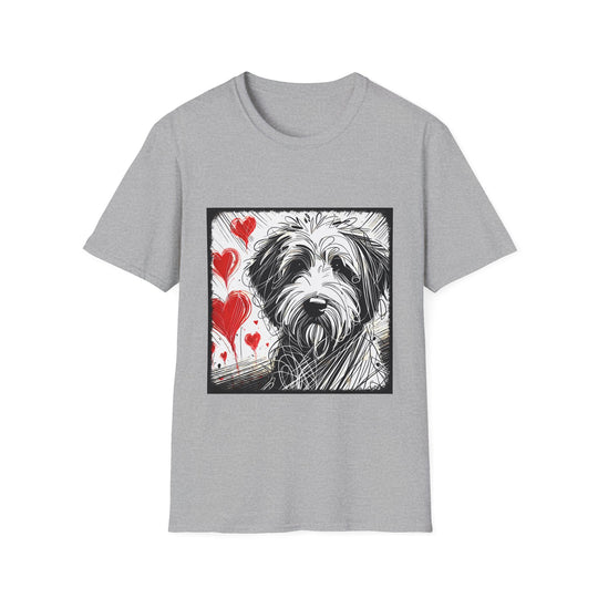 Sheepadoodle Bold Heart Sketch design dog lover unisex t-shirt in sport grey