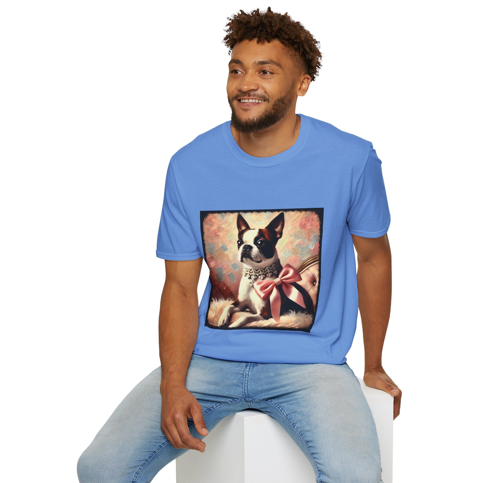 Boston Terrier Pink Bow Classic | Unisex Dog T-Shirt