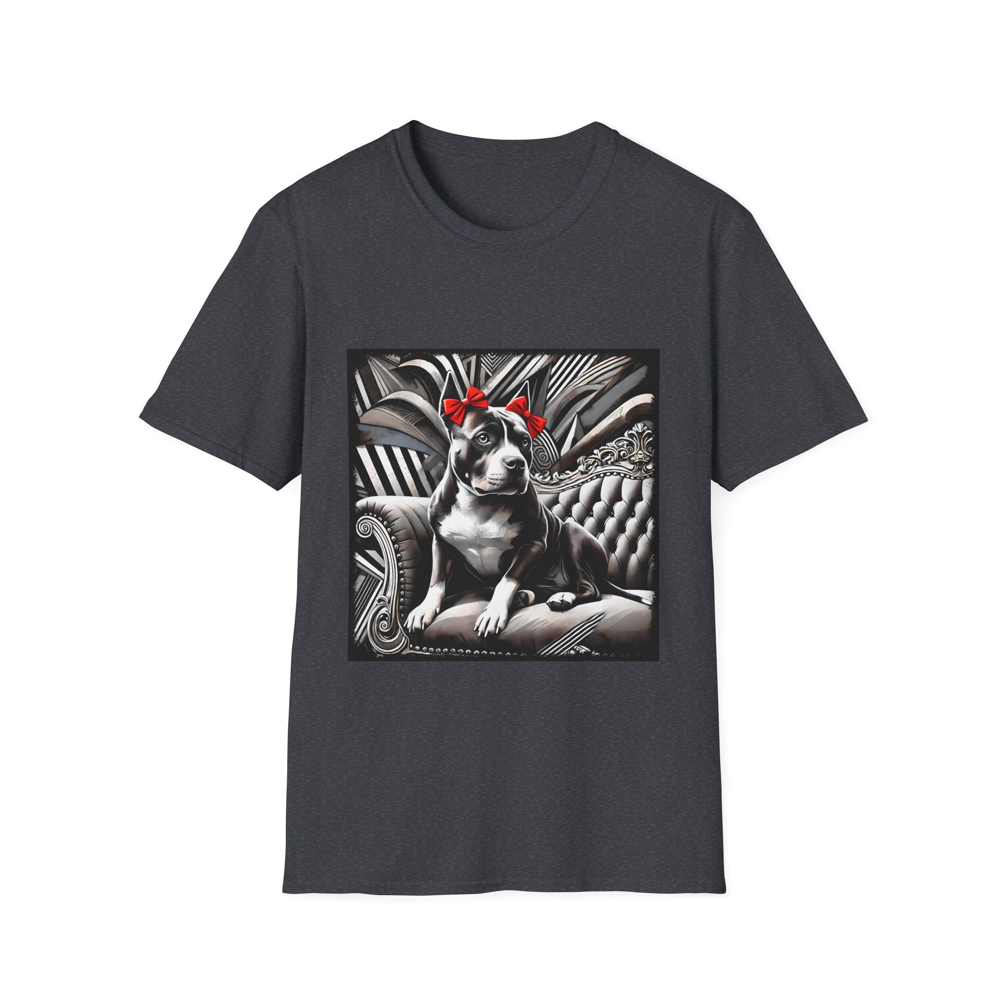 American Pit Bull Terrier Shirt | B&W Red Bow Dog Lover Tee