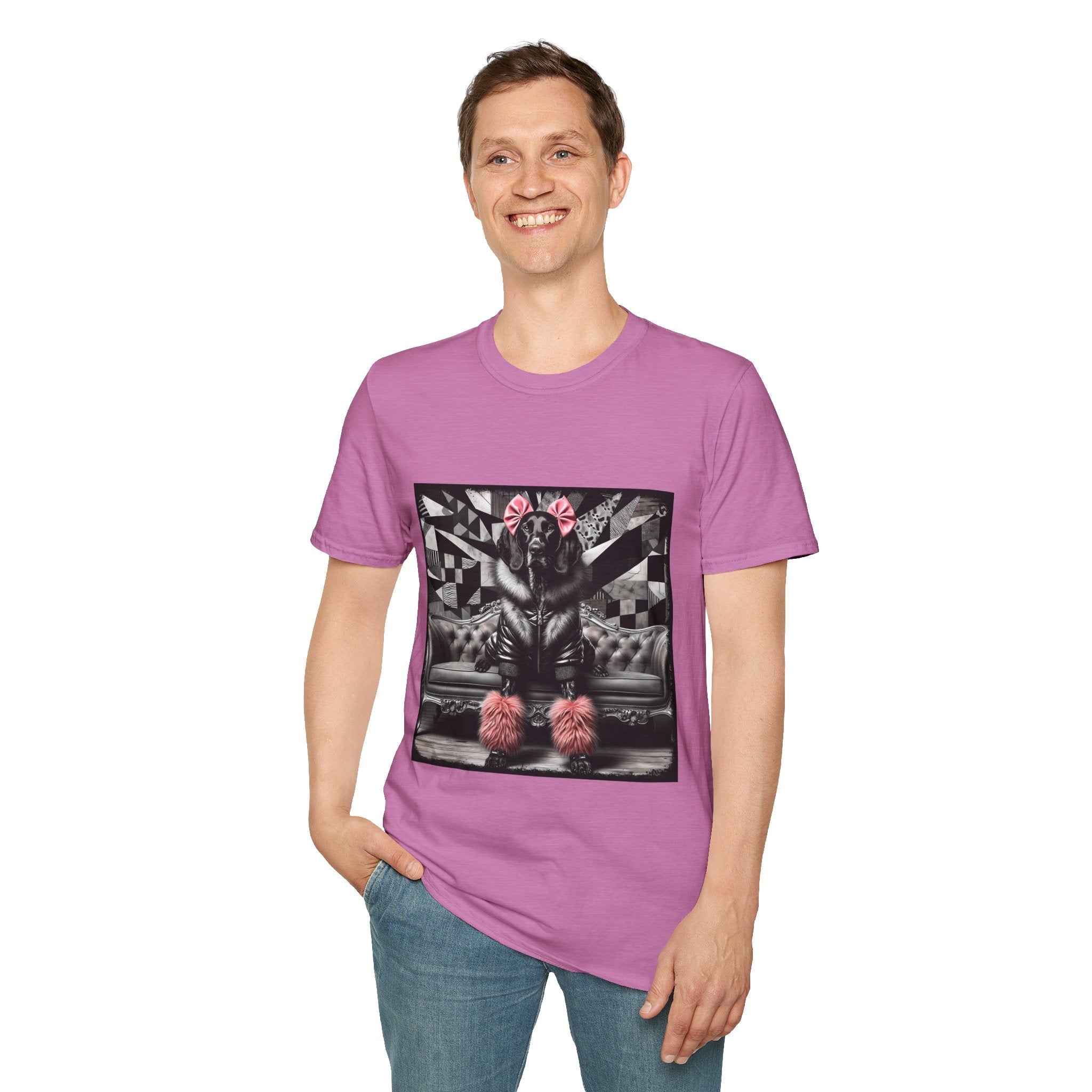 German Shorthaired Pointer B&W Pink Bow Rocker | Unisex Dog T-Shirt