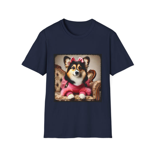 Pembroke Welsh Corgi Pink Luxe design dog lover unisex t-shirt in navy