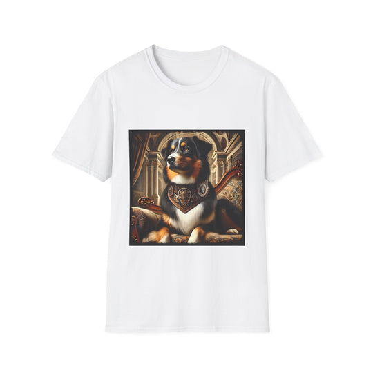 Australian Shepherd Posh Prince design dog lover unisex t-shirt in white