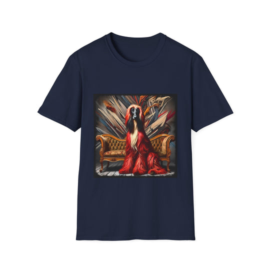 Afghan Hound Red Rebel design dog lover unisex t-shirt in navy