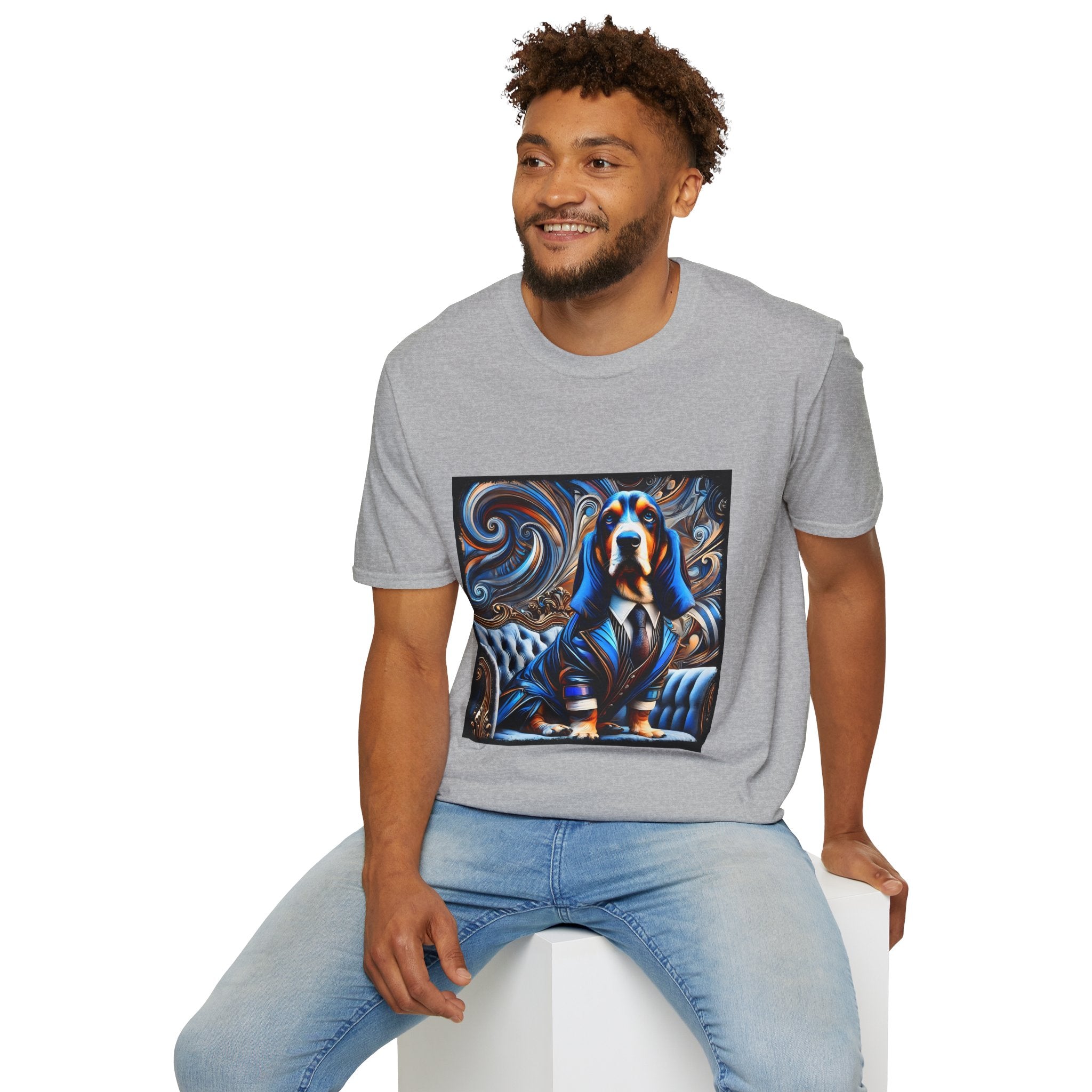 Basset Hound Bold Blue Feels | Unisex Dog T-Shirt