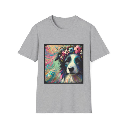 Border Collie Pastel Flower Classic design dog lover unisex t-shirt in sport grey