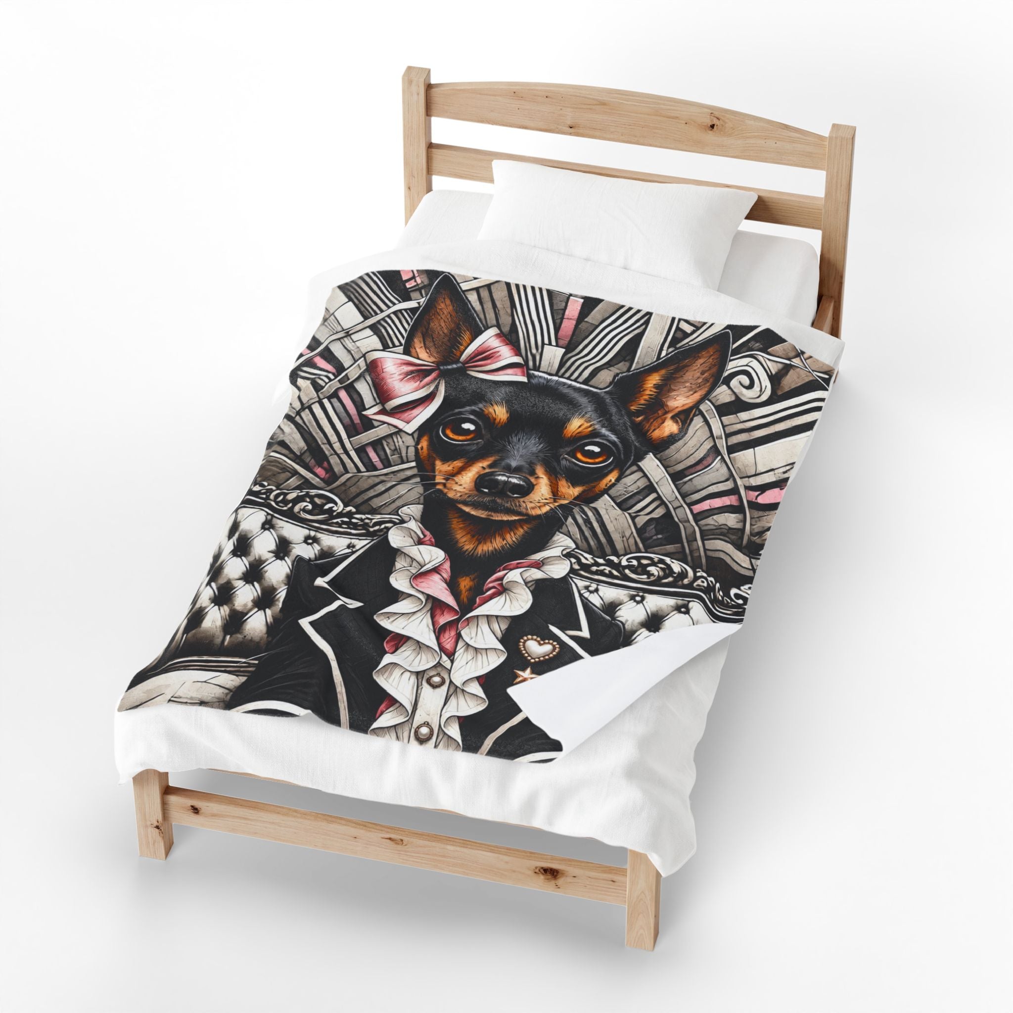 Miniature Pinscher Blanket | Pink Bow Socialite Dog Lover Gift