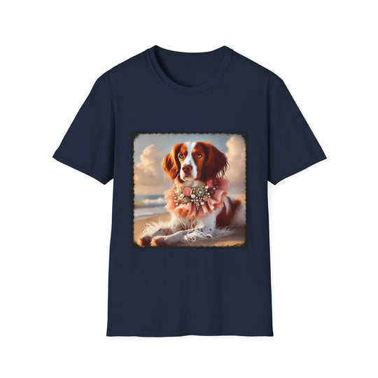 Brittany Beach Beauty design dog lover unisex t-shirt in navy
