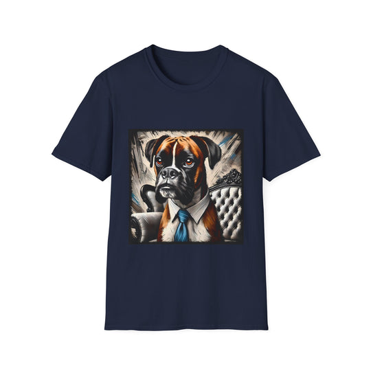 Boxer Bold Gentleman design dog lover unisex t-shirt in navy