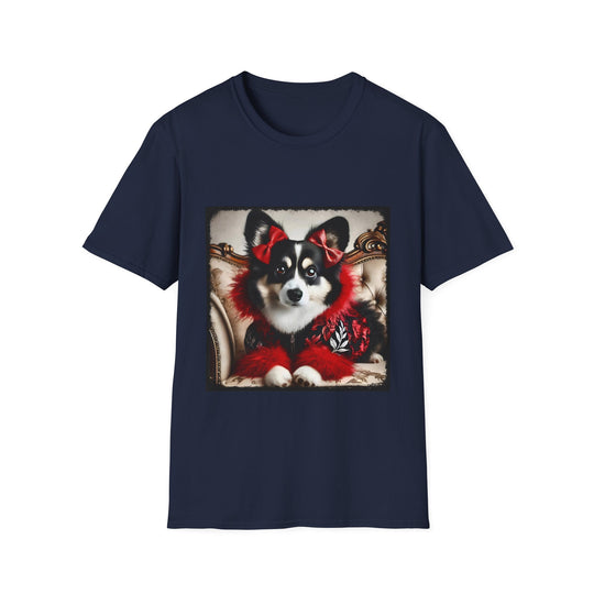 Pembroke Welsh Corgi Fancy Fluff design dog lover unisex t-shirt in navy