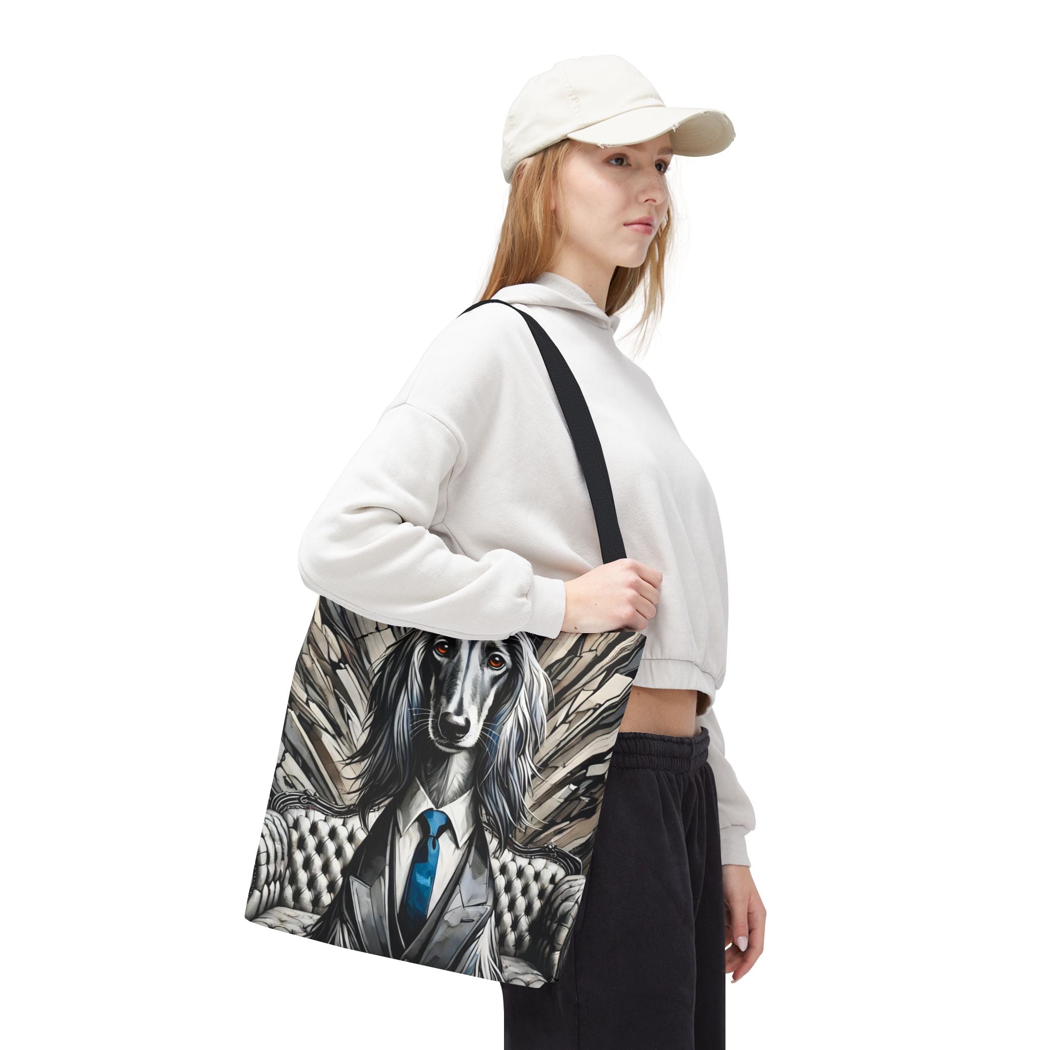 Afghan Hound Tote Bag | B&W Bold Gentleman Dog Lover Gift
