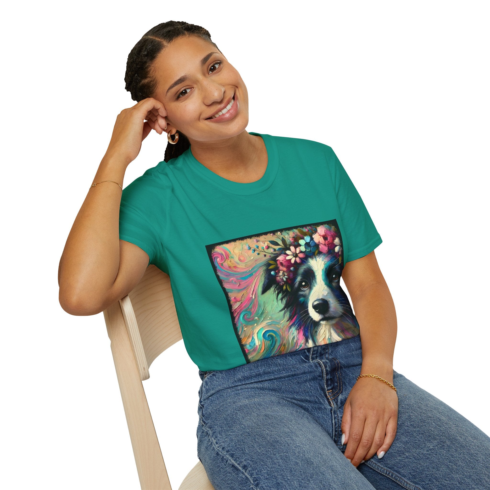 Border Collie Pastel Flower Classic | Unisex Dog T-Shirt