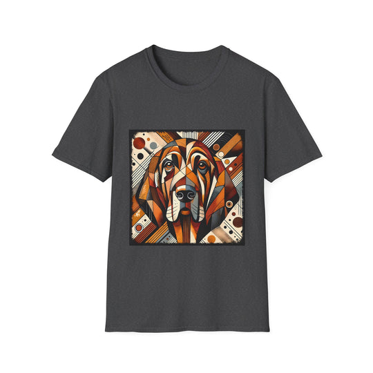 Bloodhound Bold Geometric design dog lover unisex t-shirt in dark heather