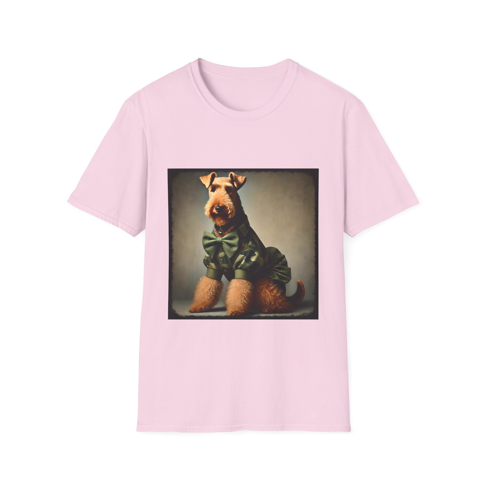 Airedale Terrier Tactical Diva design dog lover unisex t-shirt in light pink