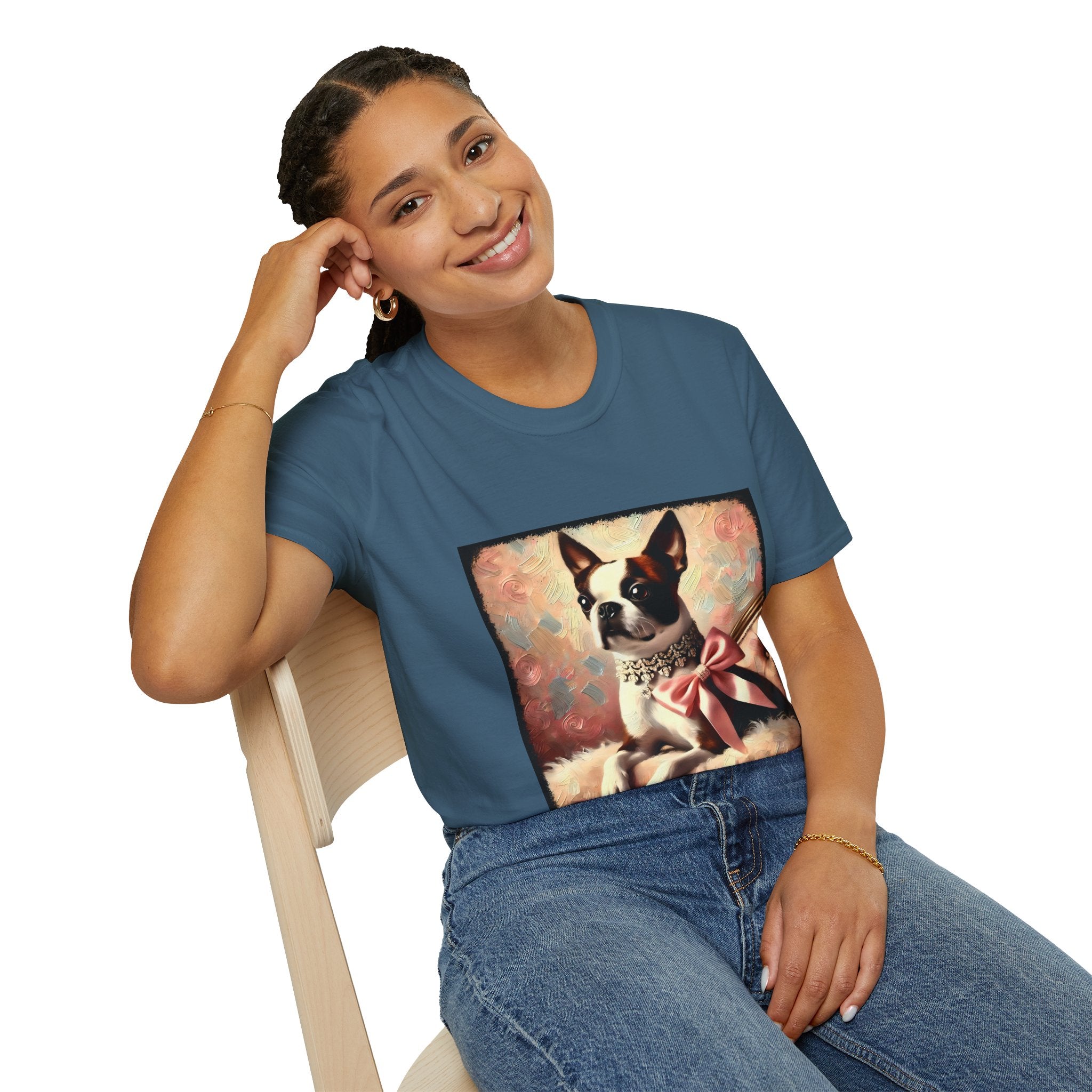 Boston Terrier Pink Bow Classic | Unisex Dog T-Shirt