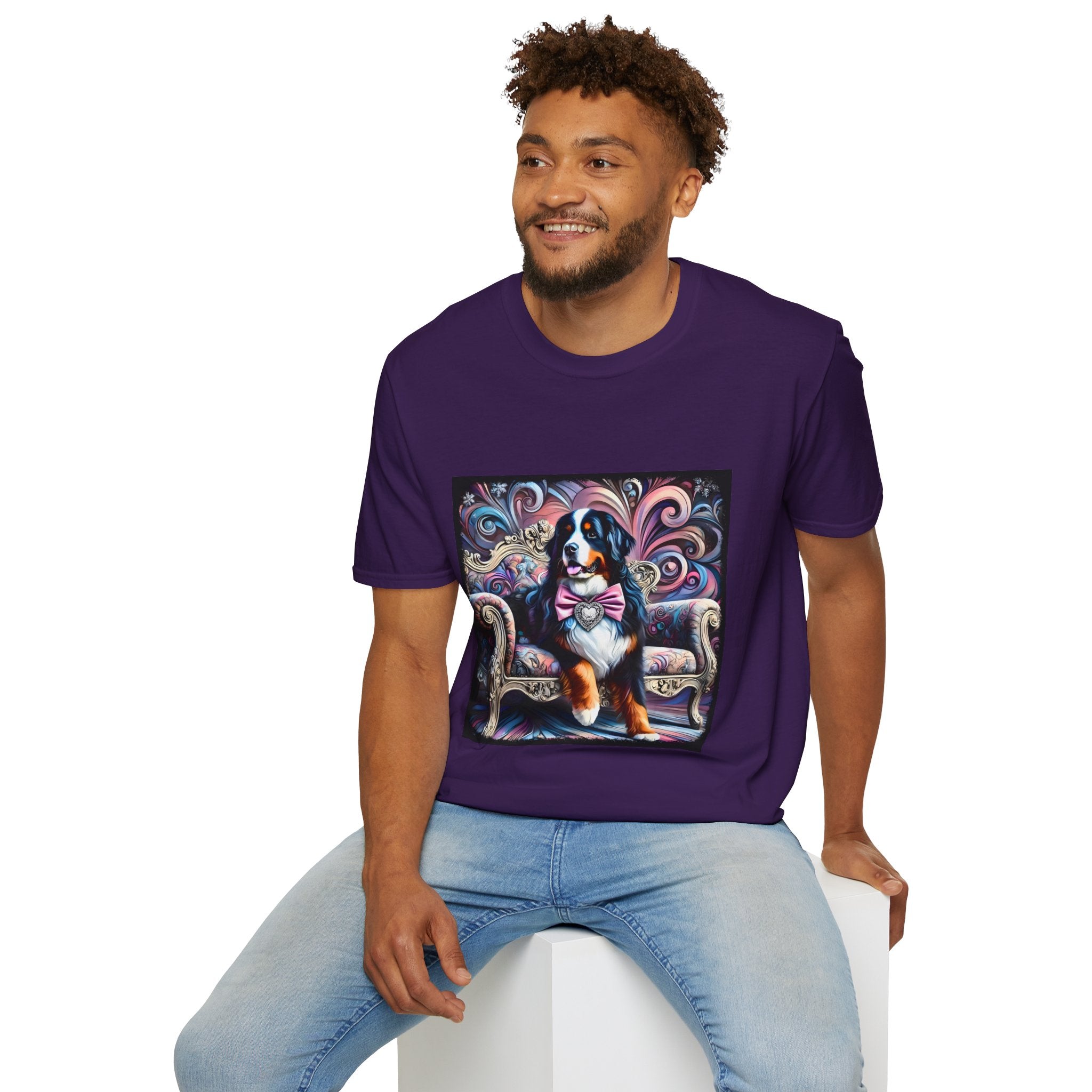 Bernese Mountain Dog Purple Diamond Vivid Swirl | Unisex Dog T-Shirt