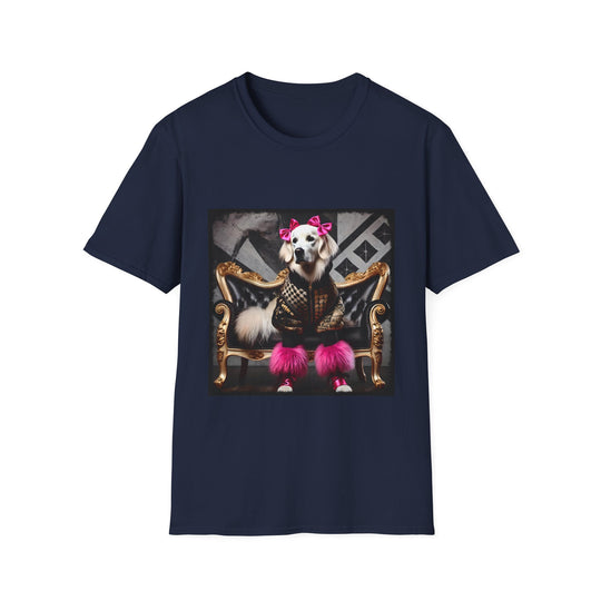Golden Retriever Chic Rocker design dog lover unisex t-shirt in navy