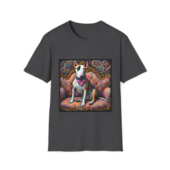 Bull Terrier Love Swirl design dog lover unisex t-shirt in dark heather