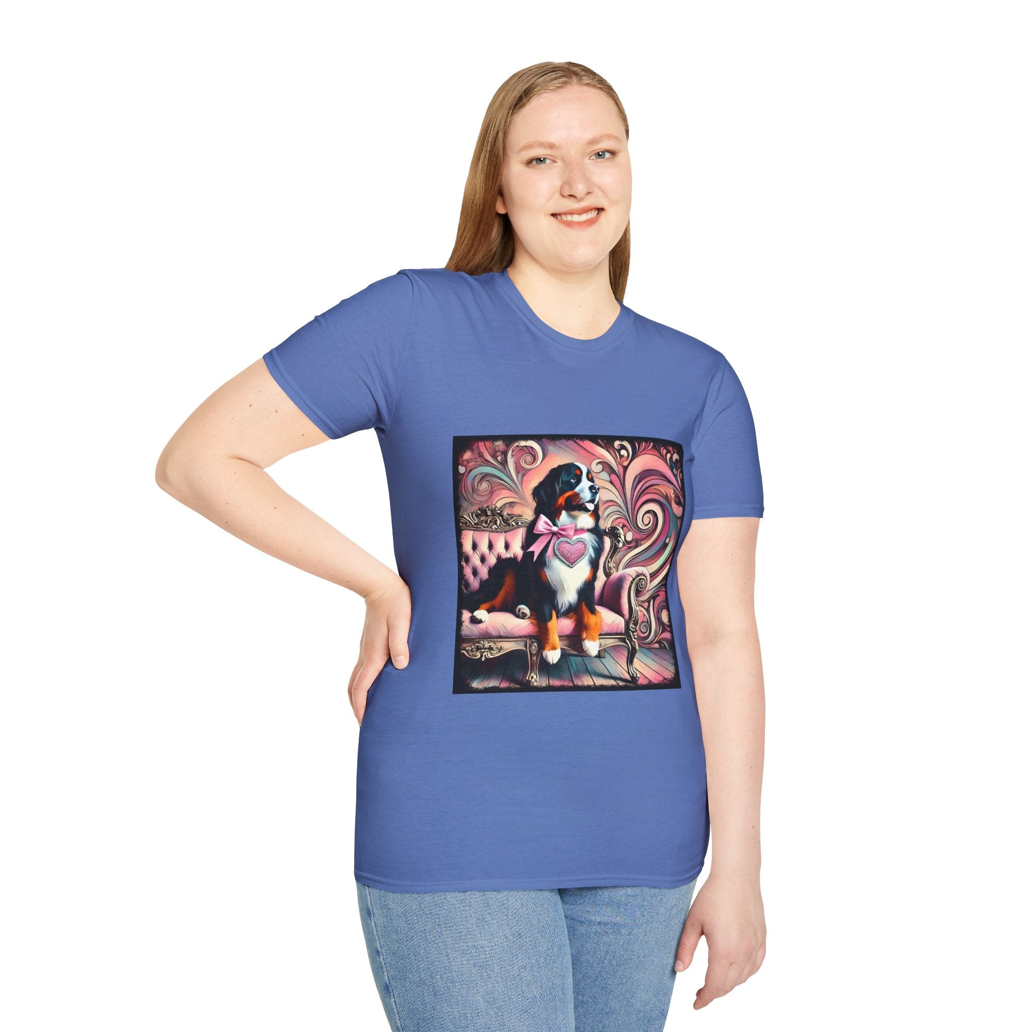 Bernese Mountain Dog Pink Swirl | Unisex Dog T-Shirt