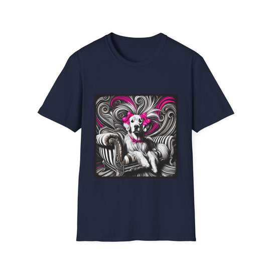 Golden Retriever B&W Pink Bow Bold design dog lover unisex t-shirt in navy
