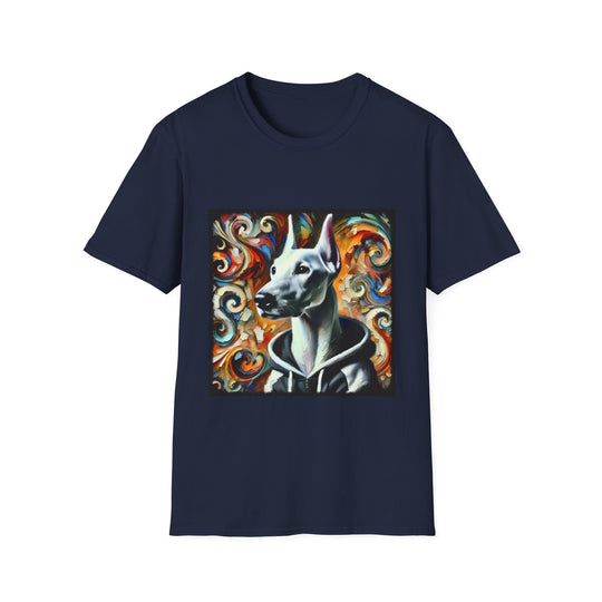 Doberman Pinscher Street Swirl design dog lover unisex t-shirt in navy