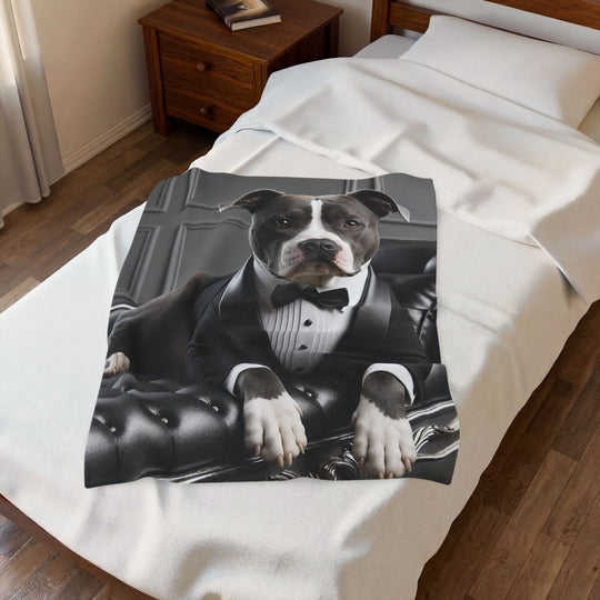 American Pit Bull Terrier Blanket – Distinguished Gent Dog Lover Gift