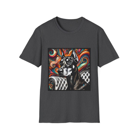Doberman Pinscher B&W Bold design dog lover unisex t-shirt in dark heather