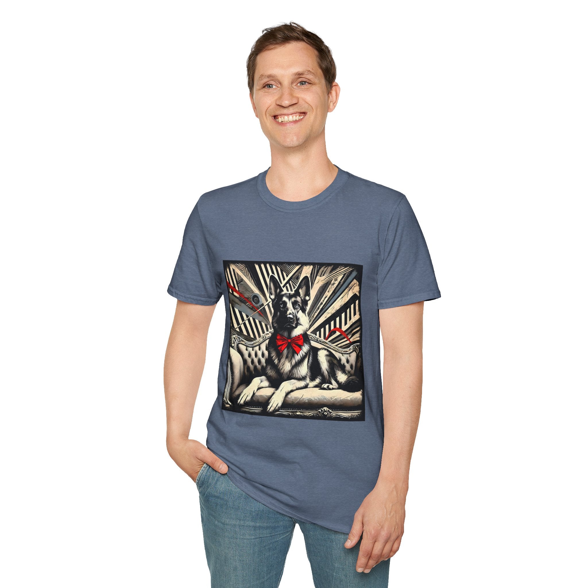 German Shepherd B&W Red Bow | Unisex Dog T-Shirt
