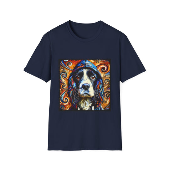 English Springer Spaniel Relaxed Swirl design dog lover unisex t-shirt in navy