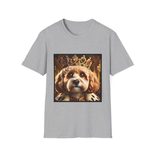 Cavapoo Mighty Monarch design dog lover unisex t-shirt in sport grey