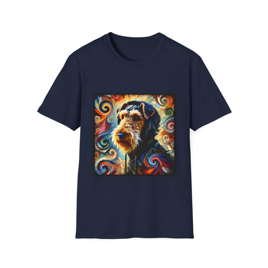 Airedale Terrier Hoodie Swirl design dog lover unisex t-shirt in navy