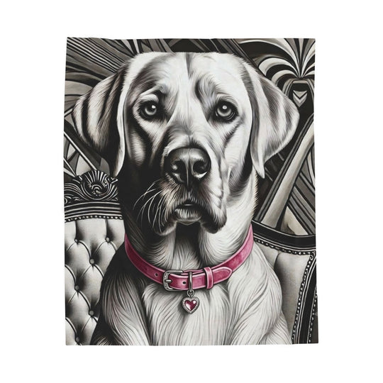 Labrador Retriever Blanket B&W Pink Diamond Collar Dog Lover Gift velveteen plush blanket