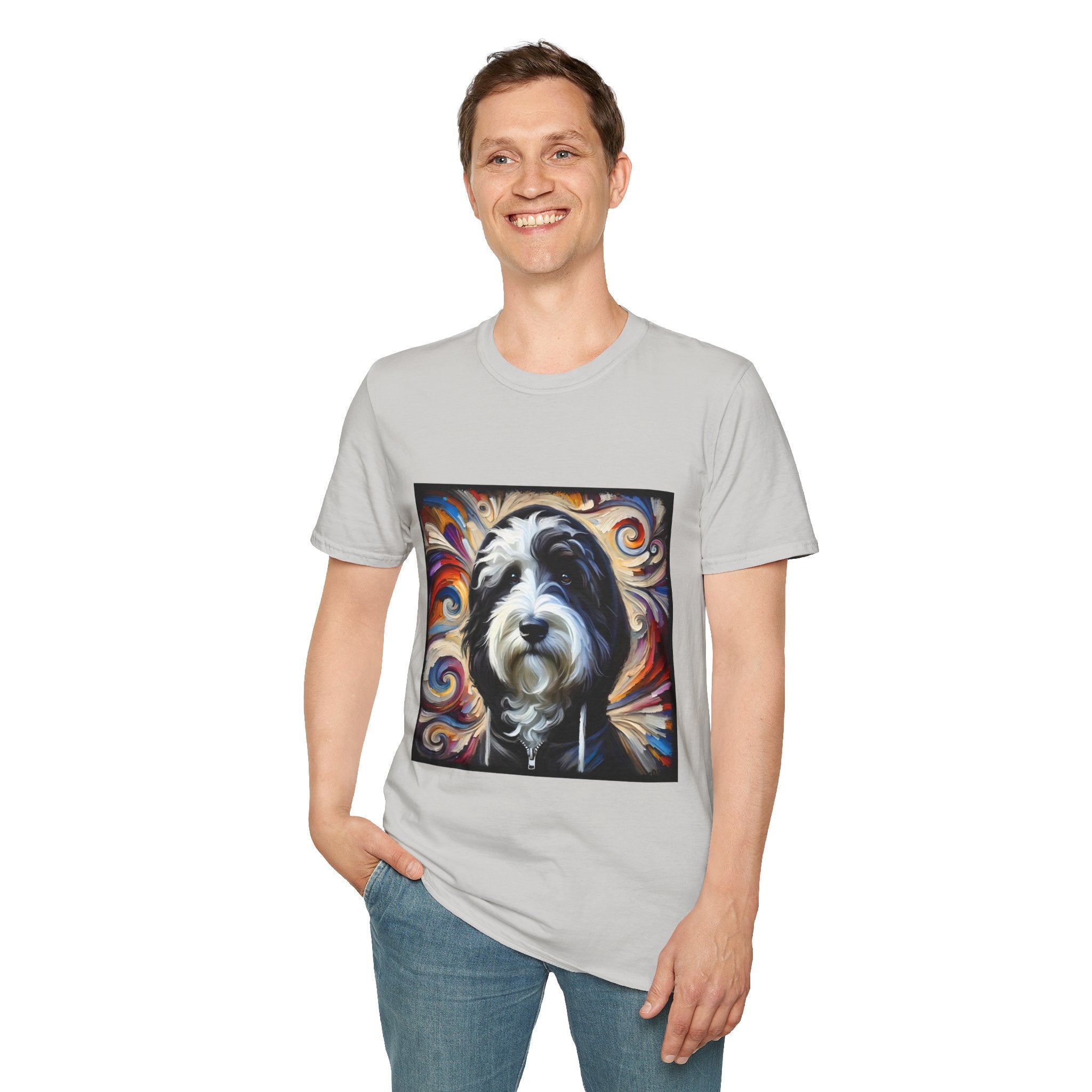 Sheepadoodle Black Hoodie Swirl | Unisex Dog T-Shirt