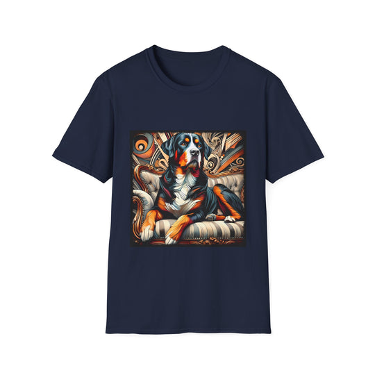 Swiss Mountain Dog Warm Rebel design dog lover unisex t-shirt in navy