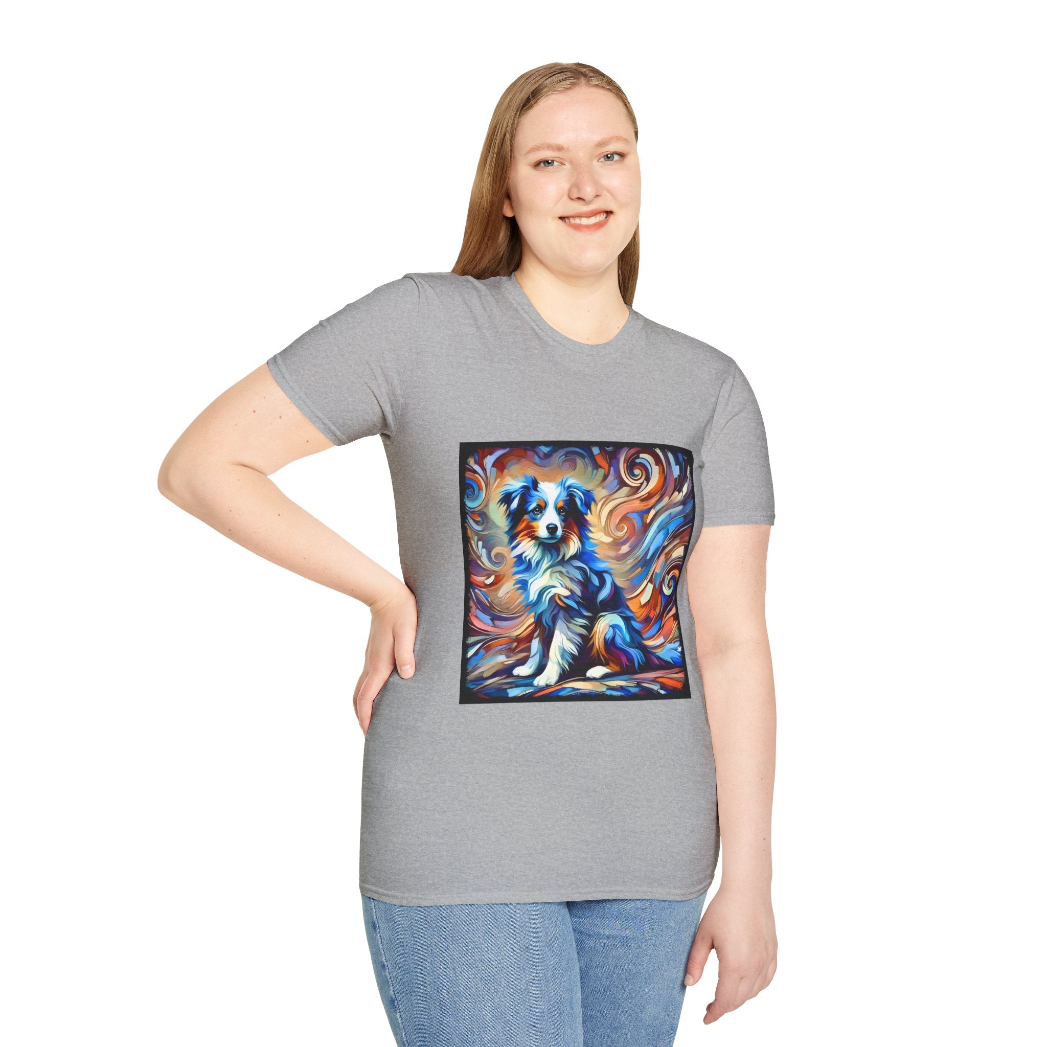 Miniature American Shepherd Blue Merle Swirl | Unisex Softstyle T-Shirt