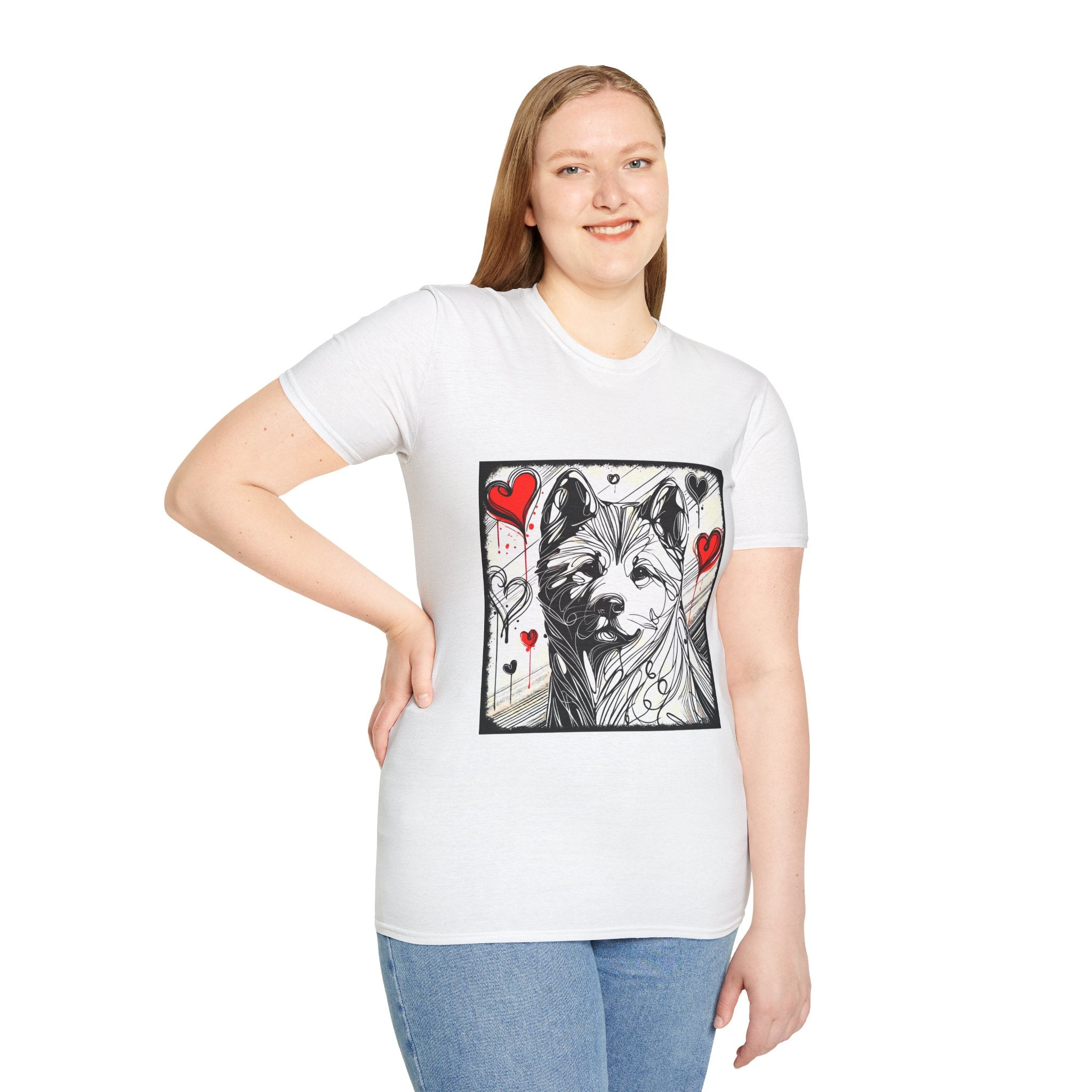Akita Shirt | Bold Heart Sketch Dog Lover Tee