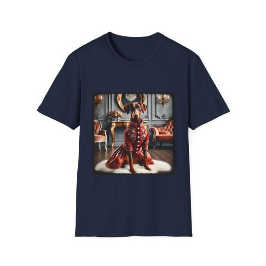 Doberman Pinscher Velvet Vixen design dog lover unisex t-shirt in navy