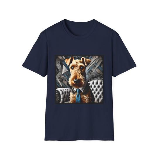 Airedale Terrier Bold Gentleman design dog lover unisex t-shirt in navy