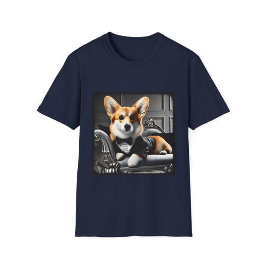 Pembroke Welsh Corgi Tux Luxe design dog lover unisex t-shirt in navy