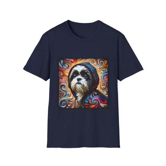 Shih Tzu Hoodie Swirl design dog lover unisex t-shirt in navy