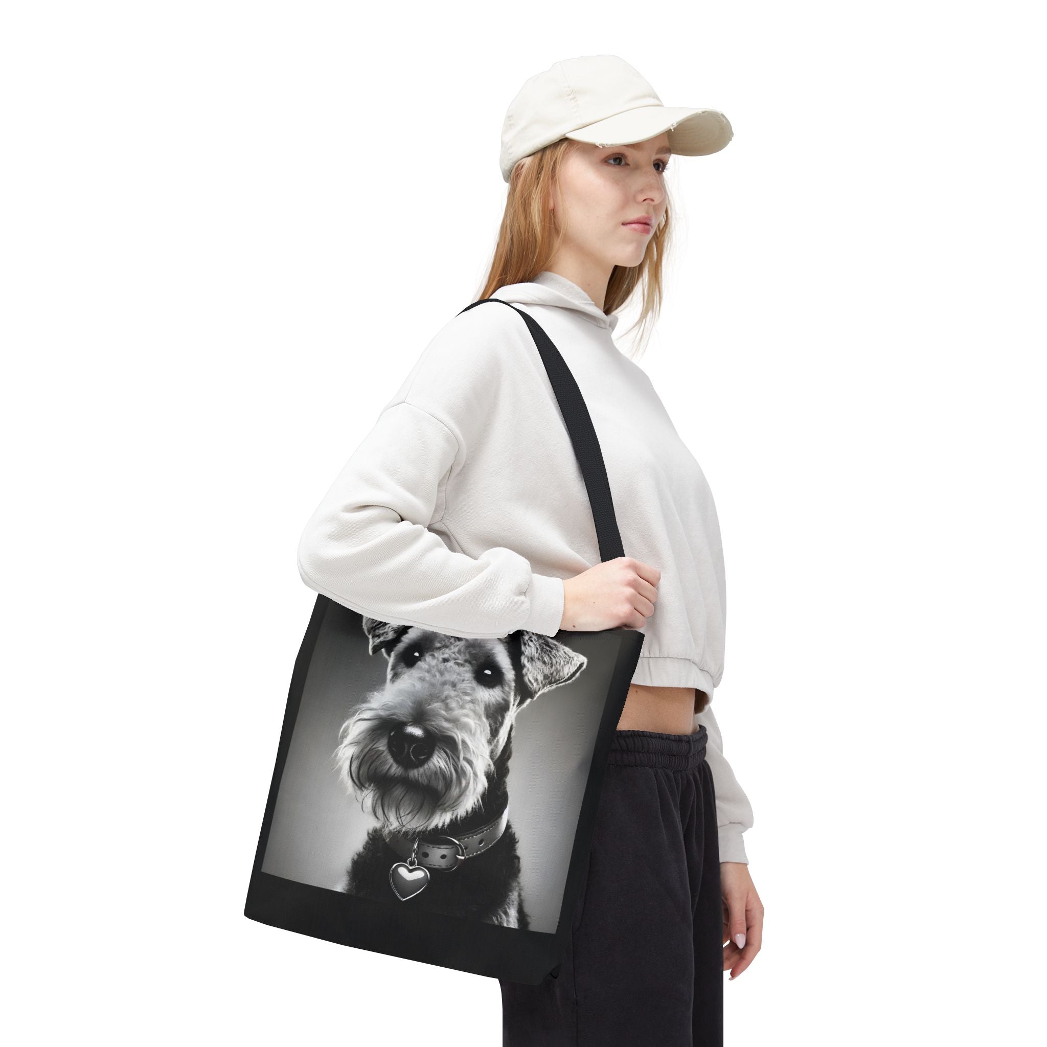 Airedale Terrier Tote Bag | Heart Charm Dog Lover Gift