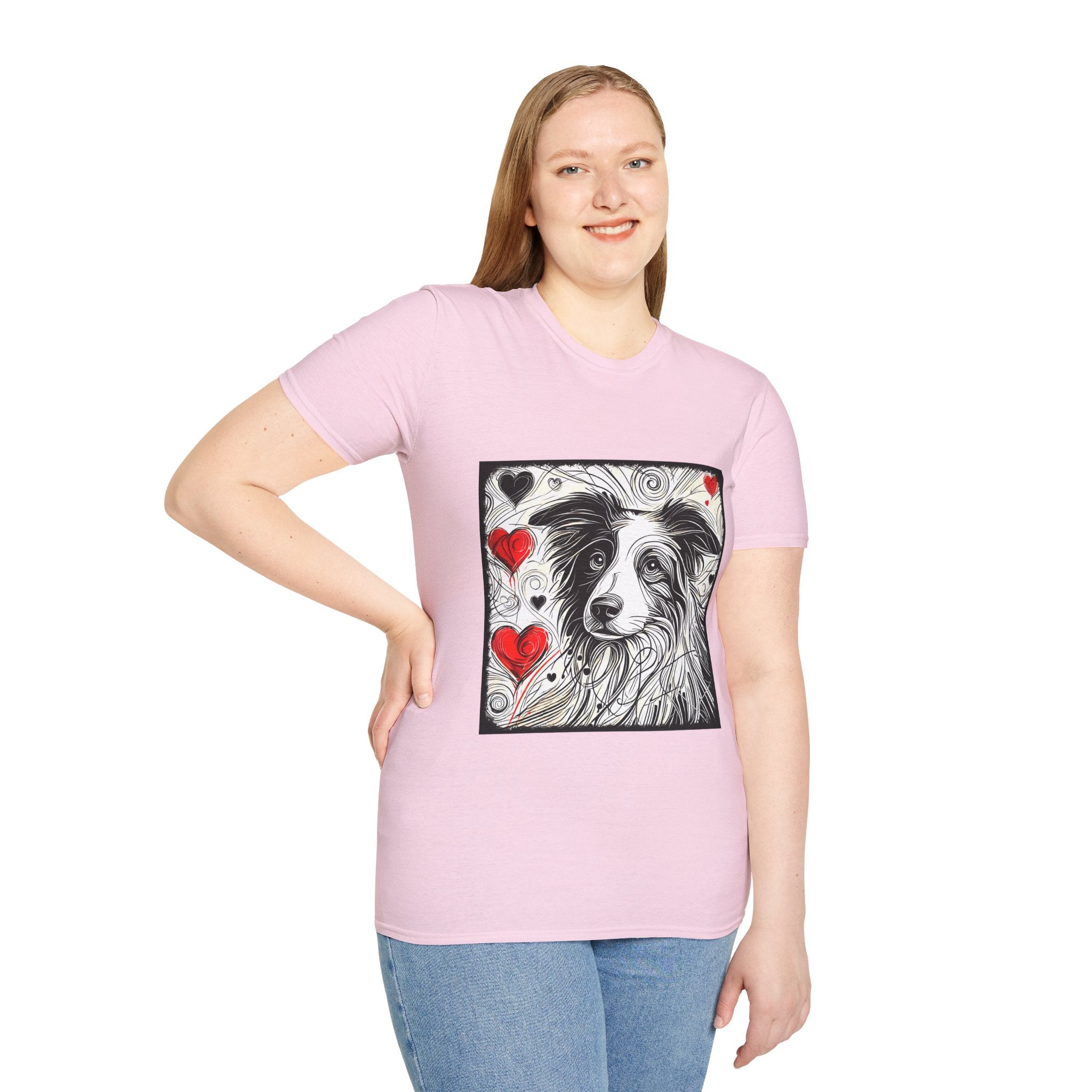 Border Collie Bold Heart Sketch | Unisex Dog T-Shirt