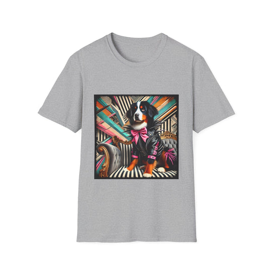 Bernese Mountain Dog Bold Rocker design dog lover unisex t-shirt in sport grey