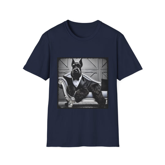 Schnauzer Suave Stud design dog lover unisex t-shirt in navy