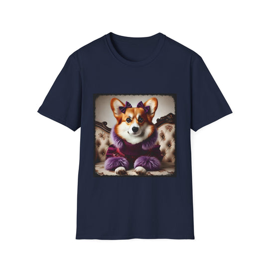 Pembroke Welsh Corgi Purple Pawfluencer design dog lover unisex t-shirt in navy