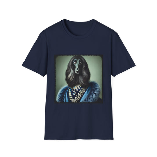 Afghan Hound Blue Belle design dog lover unisex t-shirt in navy