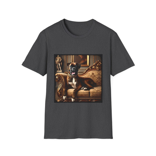 Boxer Joyful Noble design dog lover unisex t-shirt in dark heather